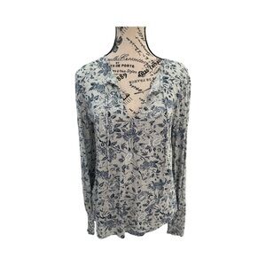 Lucky Brand Long Sleeve V-Neck Floral Boho Blouse NWT Size S
